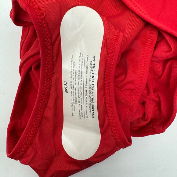 Aerie High Waisted Full Coverage Bikini Bottom Red Retro Side Ruching Size S NEW - Picture 4 of 9